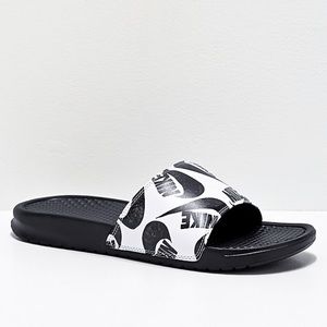 Nike Benassi JDI Black & White Slide Sandals